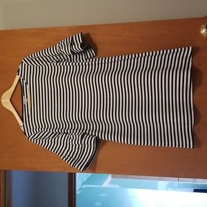 Halogen black and white striped short dress with bell sleeves.